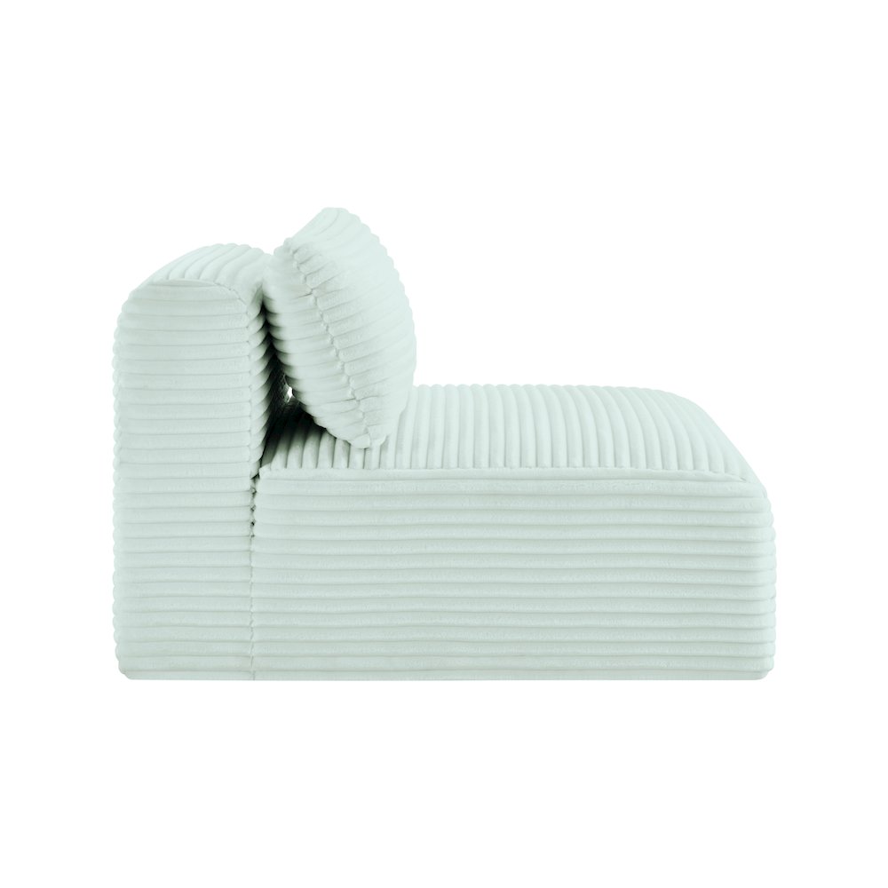 Shaggy Mint Corduroy Performance Fabric Armless Chair. Picture 3