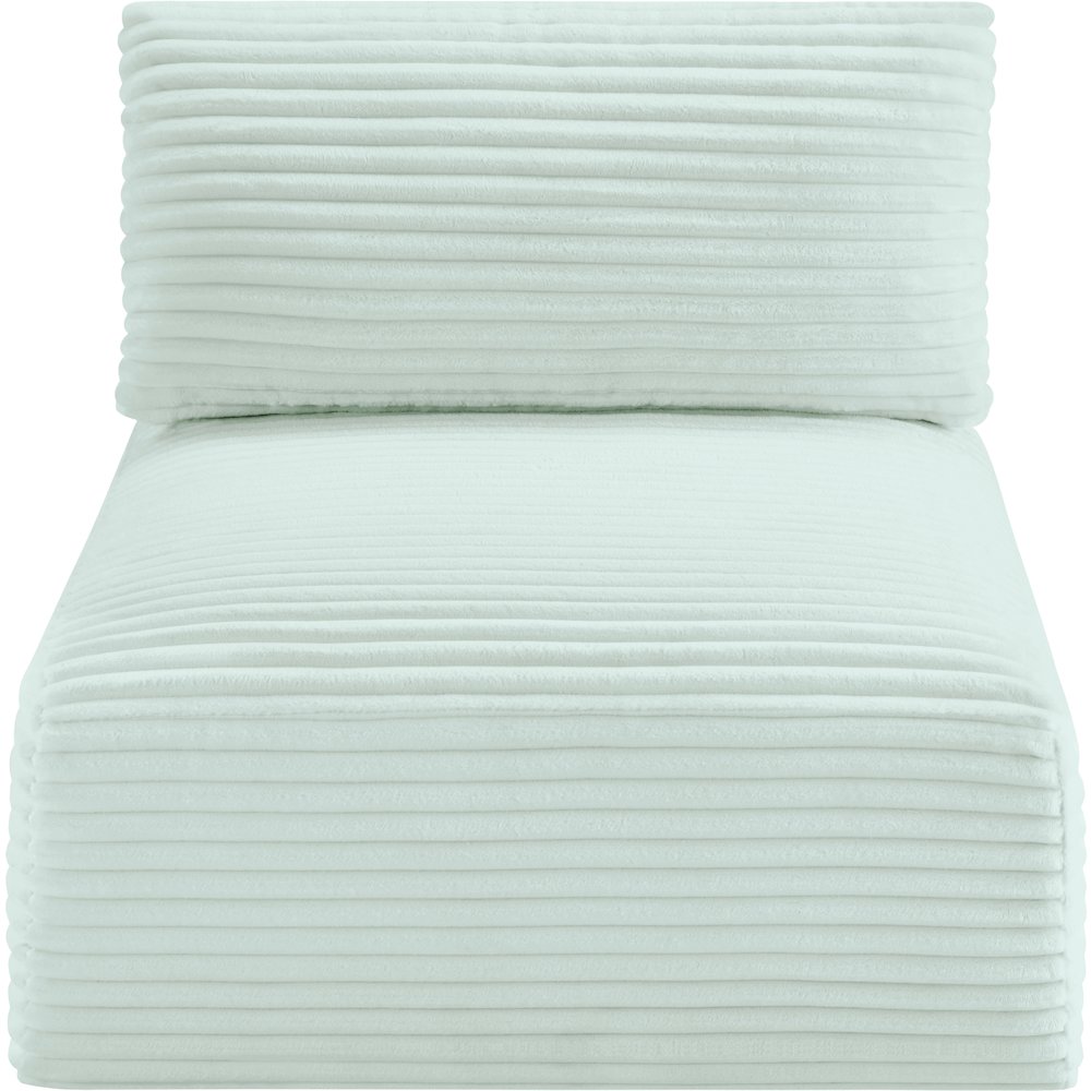 Shaggy Mint Corduroy Performance Fabric Armless Chair. Picture 5