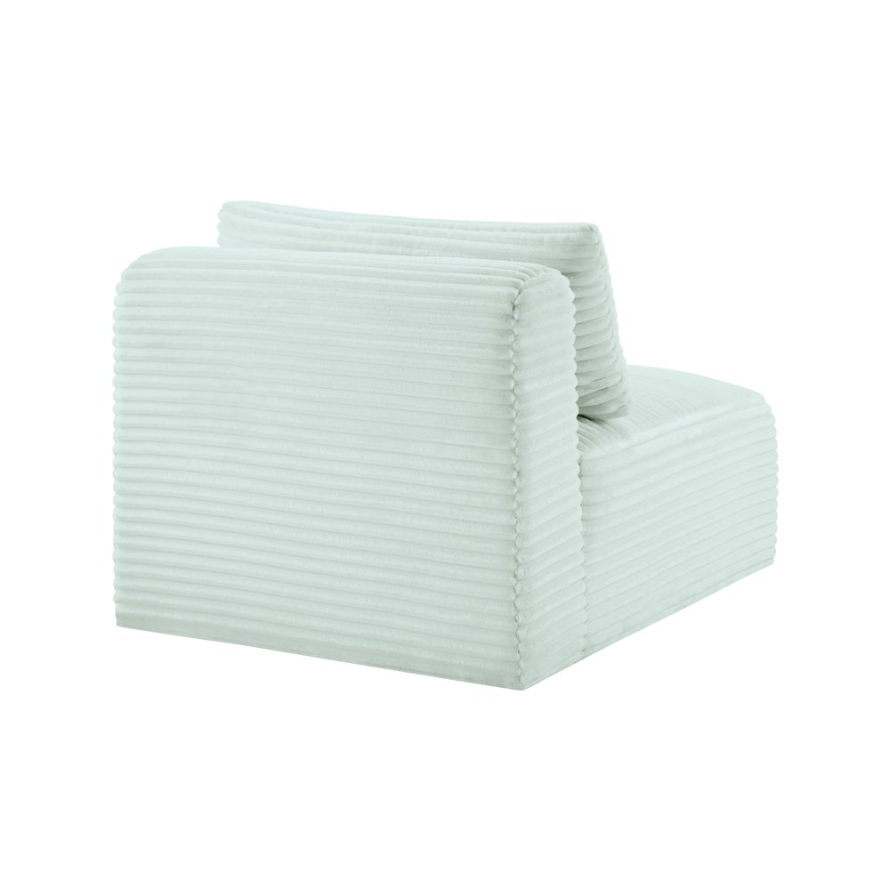 Shaggy Mint Corduroy Performance Fabric Armless Chair. Picture 6