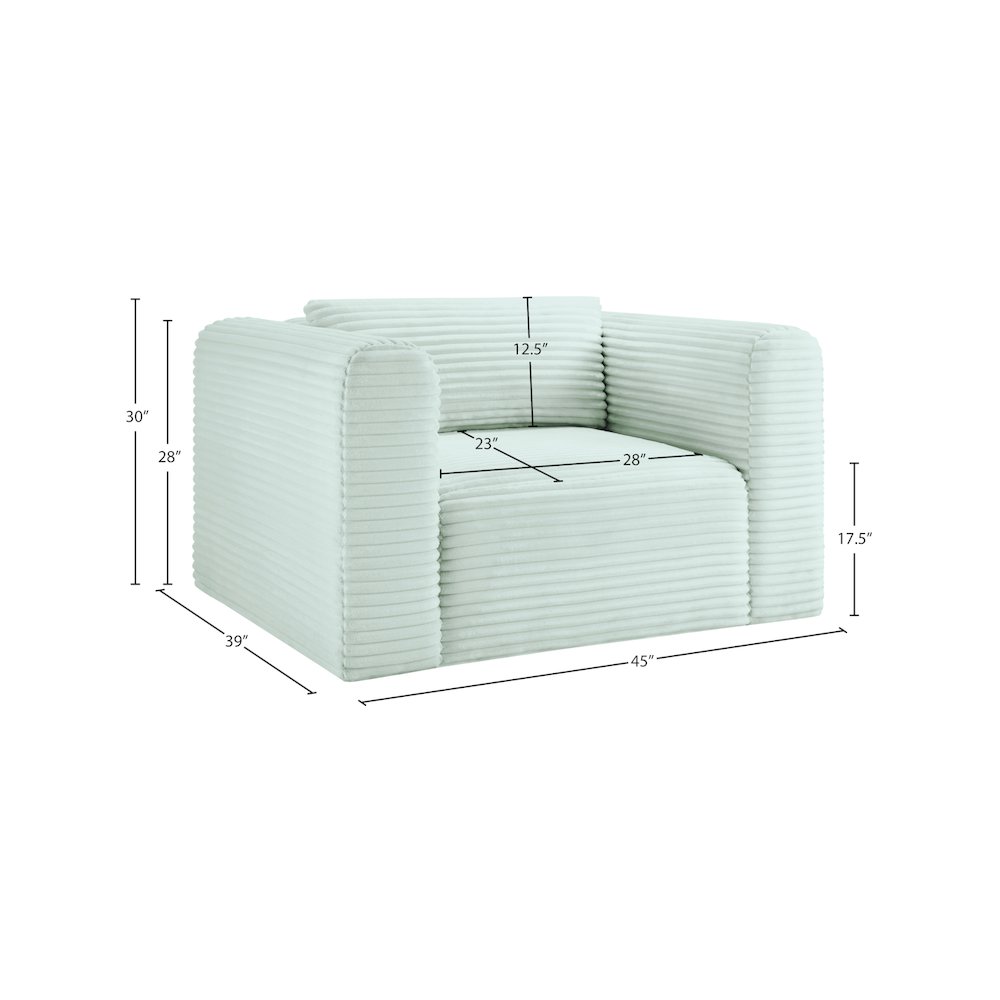 Shaggy Mint Corduroy Performance Fabric Arm Chair. Picture 8