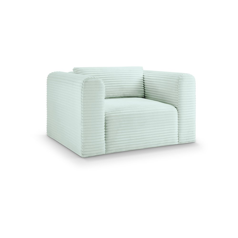 Shaggy Mint Corduroy Performance Fabric Arm Chair. Picture 1