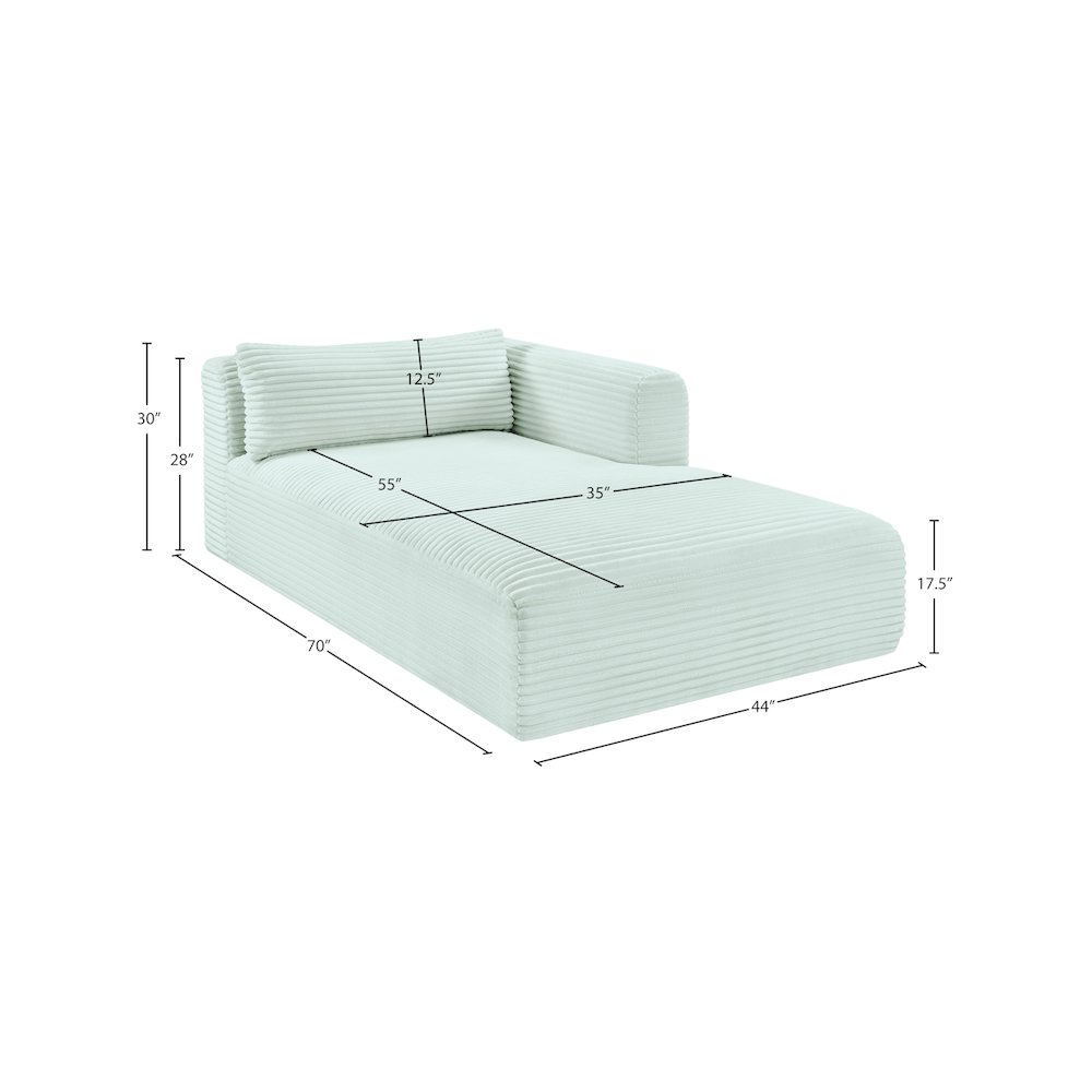 Shaggy Mint Corduroy Performance Fabric Chaise. Picture 10