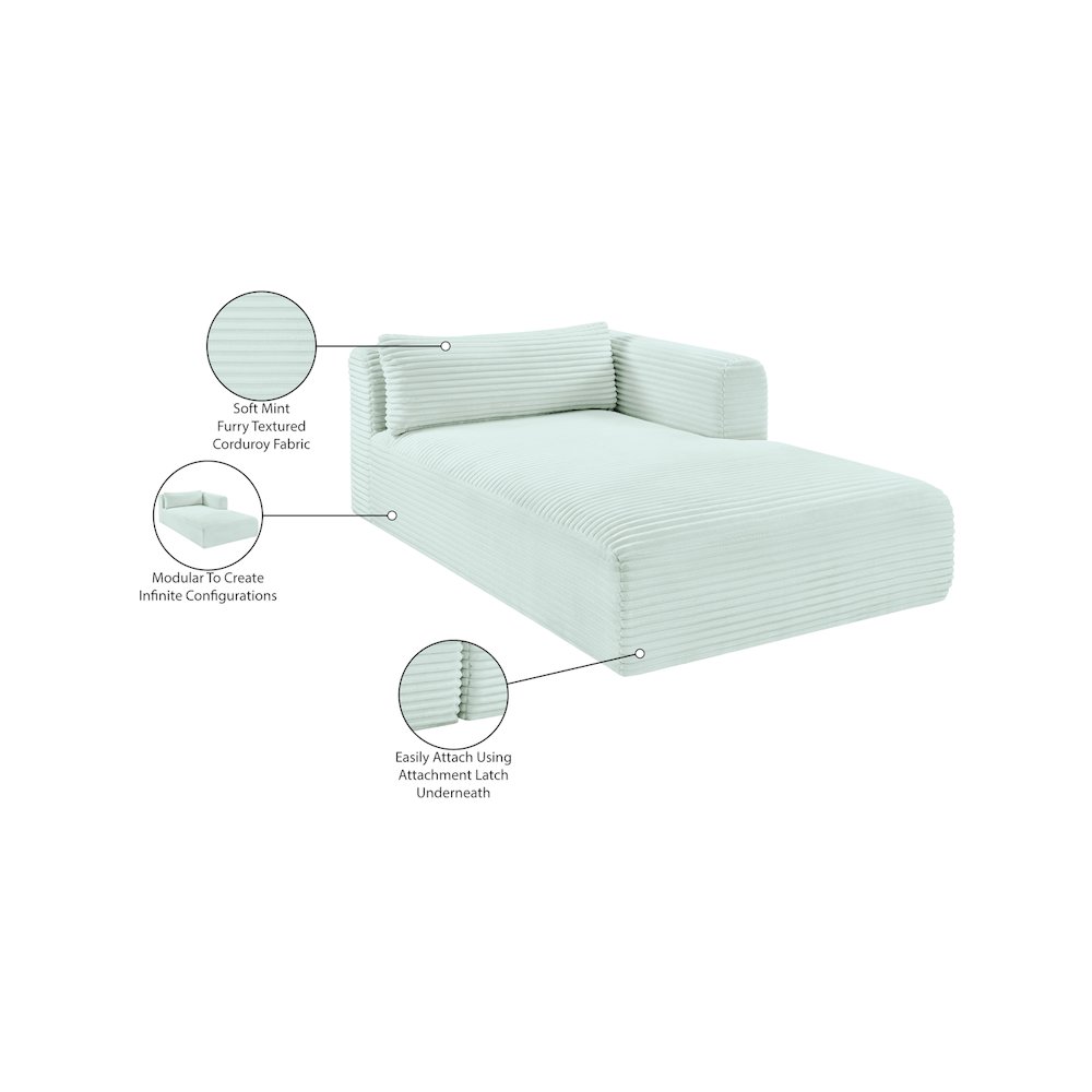 Shaggy Mint Corduroy Performance Fabric Chaise. Picture 11