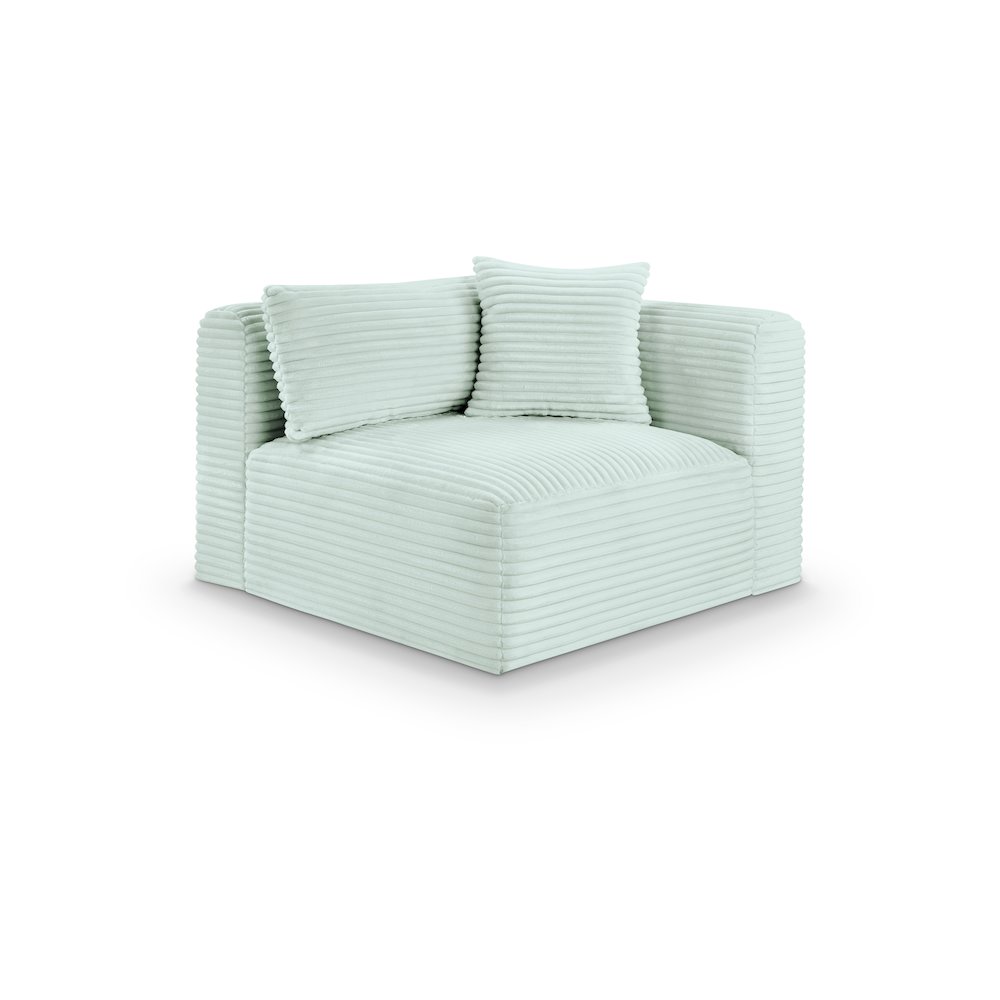 Shaggy Mint Corduroy Performance Fabric Corner Chair. Picture 1