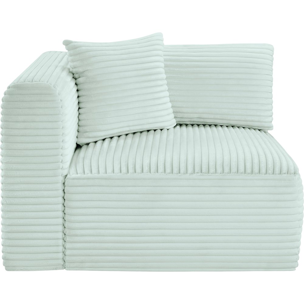 Shaggy Mint Corduroy Performance Fabric Corner Chair. Picture 3