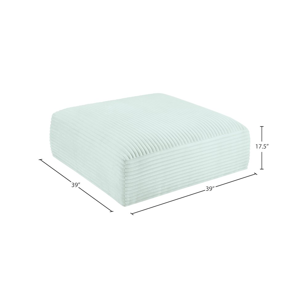 Shaggy Mint Corduroy Performance Fabric Ottoman. Picture 6
