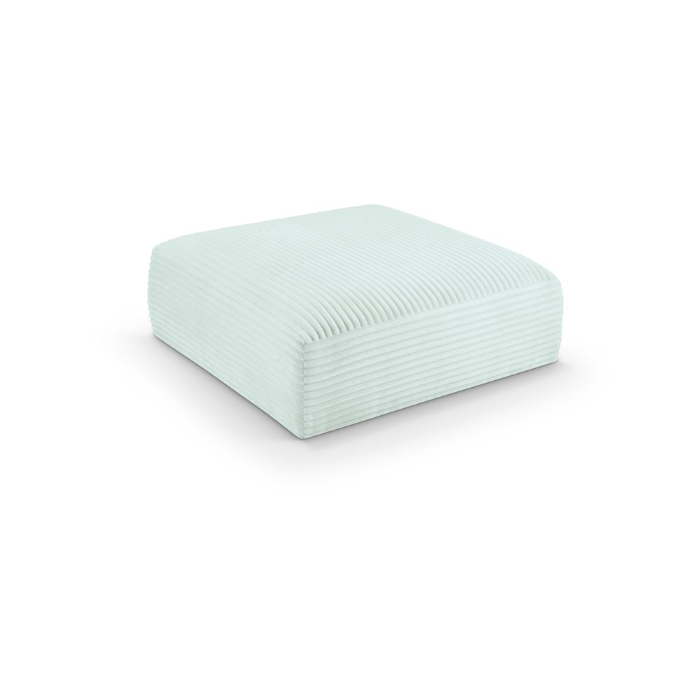 Shaggy Mint Corduroy Performance Fabric Ottoman. Picture 1