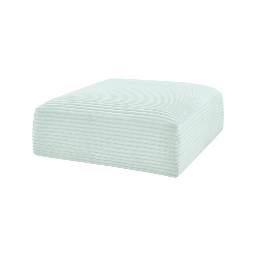 Shaggy Mint Corduroy Performance Fabric Ottoman. Picture 3