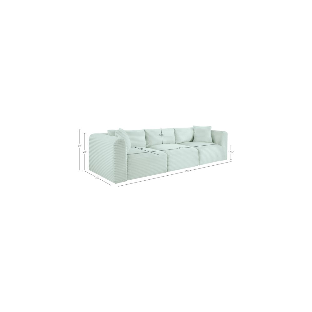 Shaggy Mint Corduroy Performance Fabric Modular Sofa. Picture 10