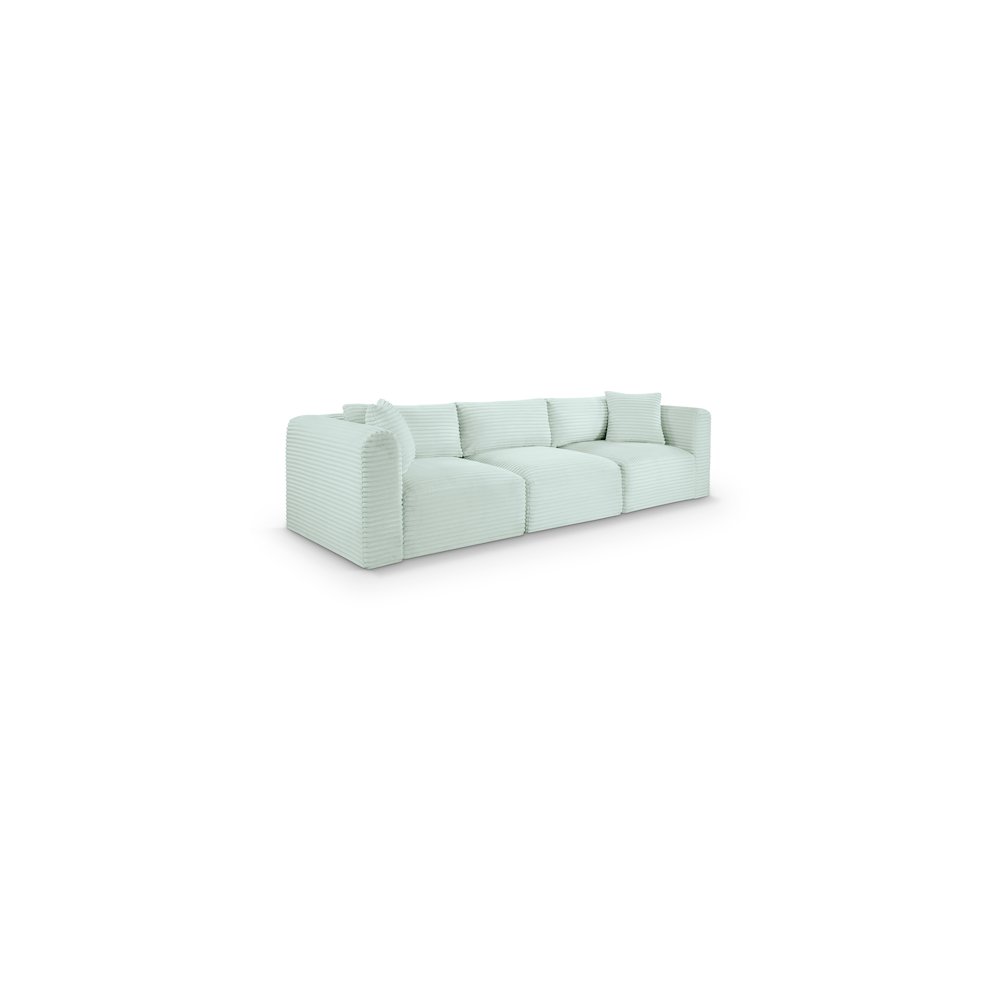 Shaggy Mint Corduroy Performance Fabric Modular Sofa. Picture 1