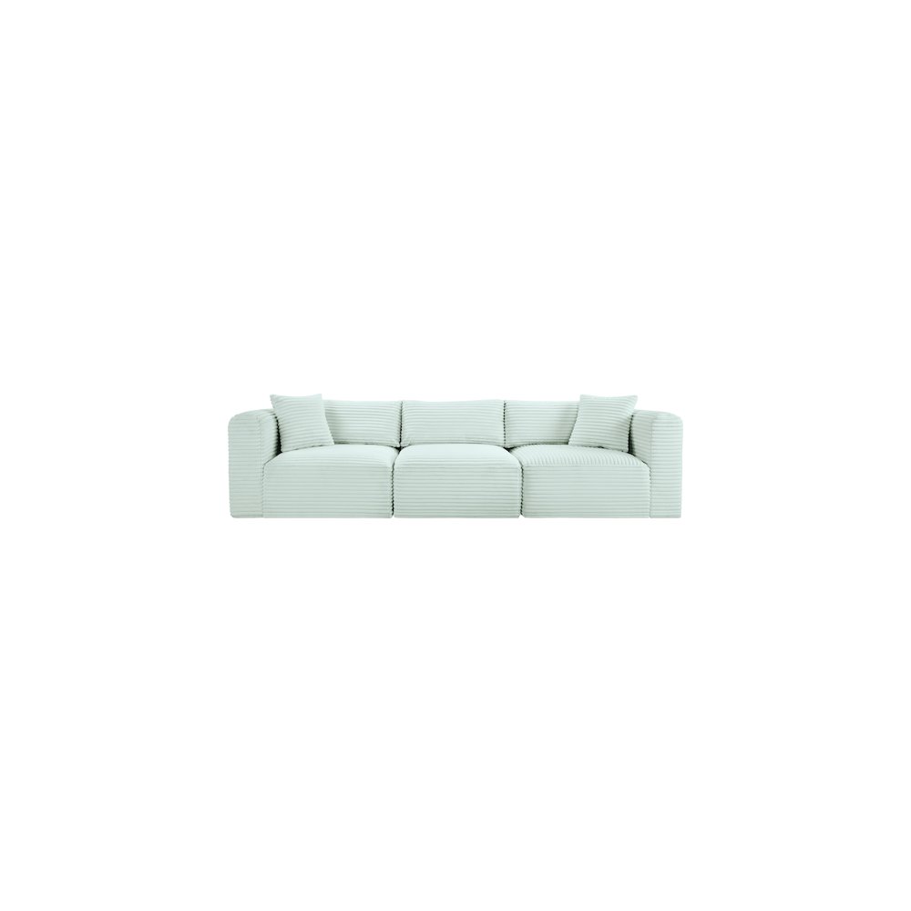 Shaggy Mint Corduroy Performance Fabric Modular Sofa. Picture 2