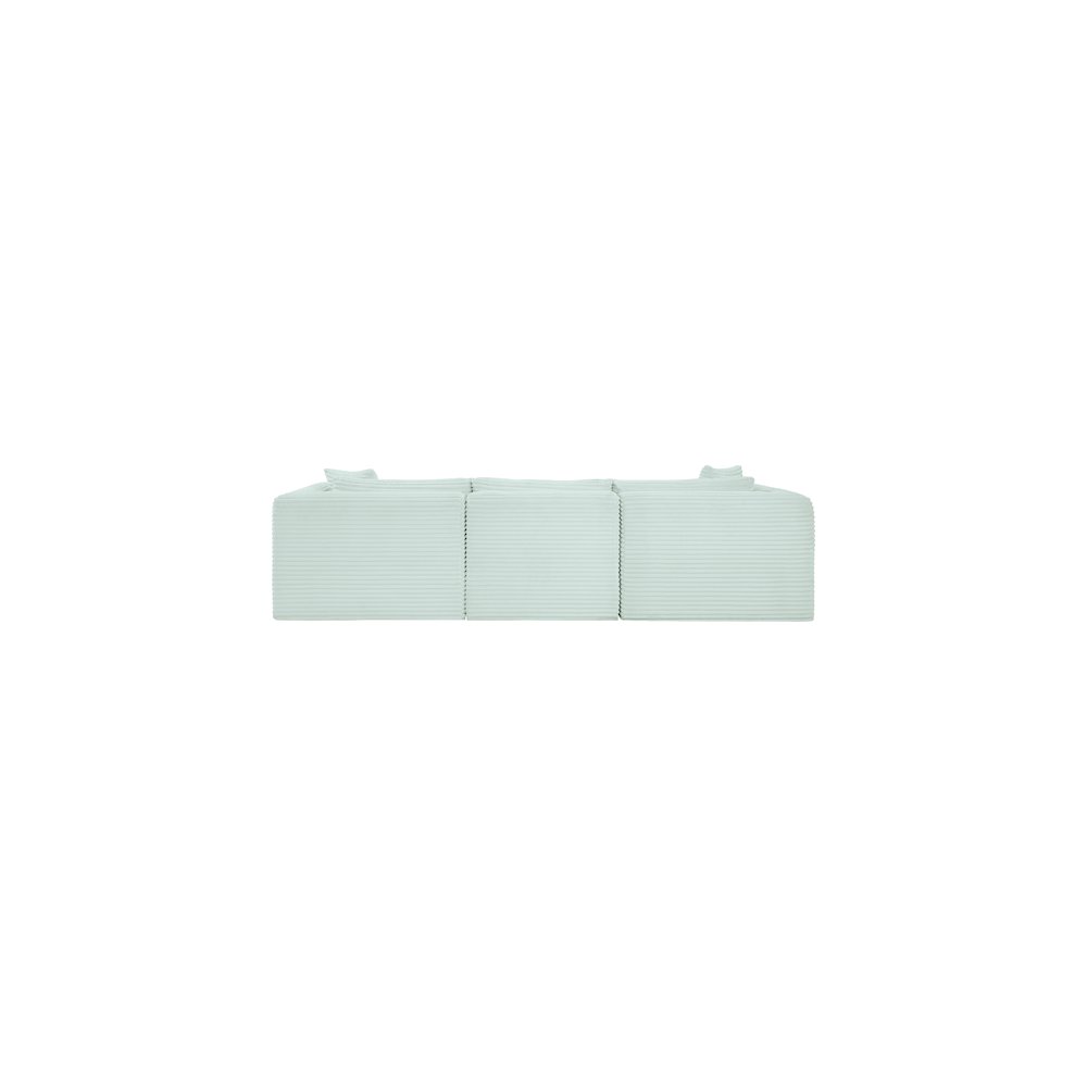 Shaggy Mint Corduroy Performance Fabric Modular Sofa. Picture 4