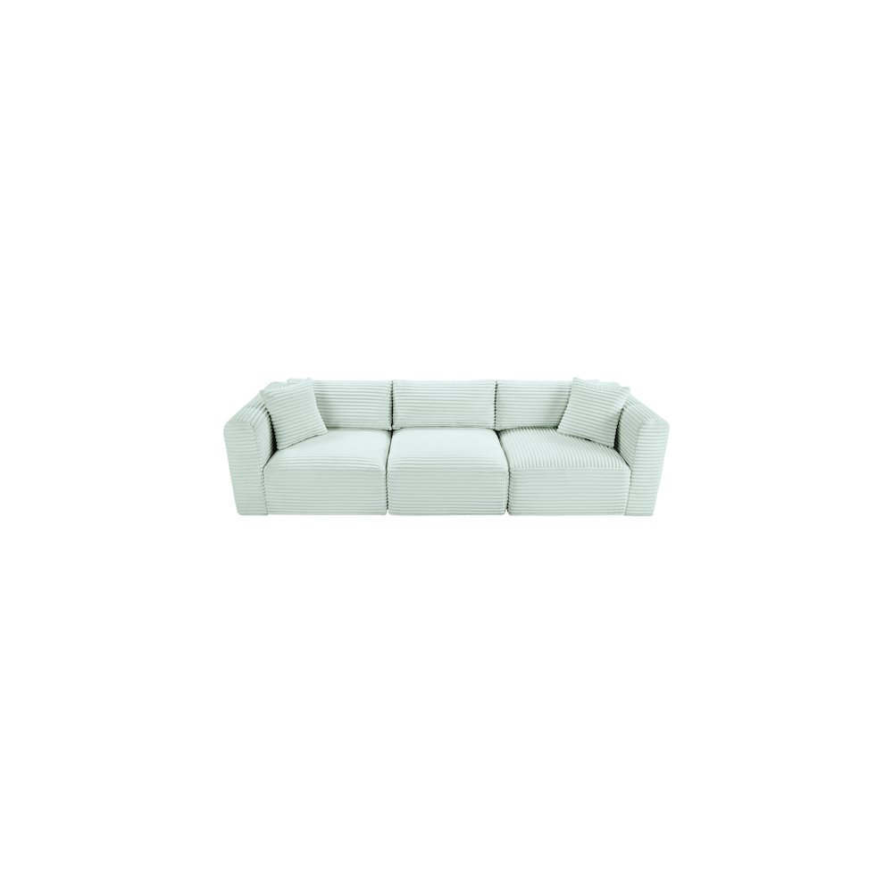 Shaggy Mint Corduroy Performance Fabric Modular Sofa. Picture 5