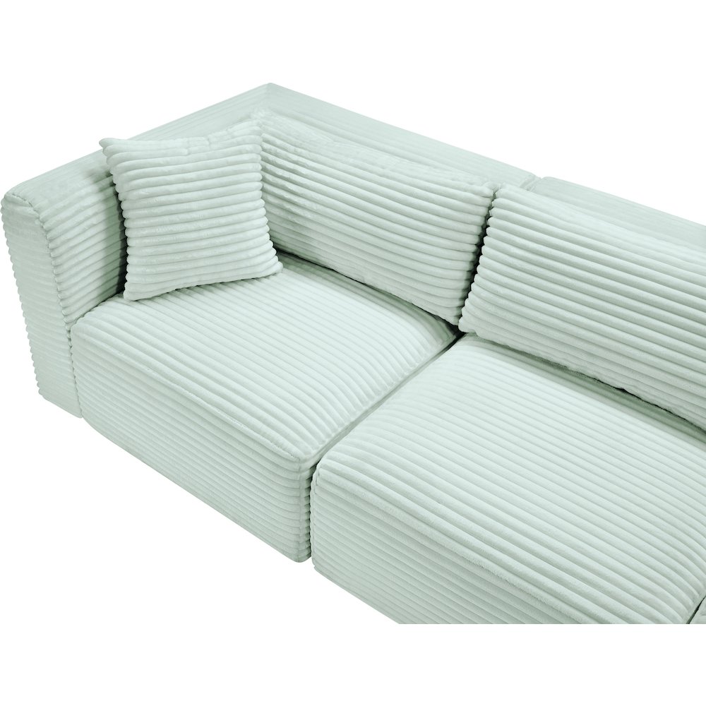 Shaggy Mint Corduroy Performance Fabric Modular Sofa. Picture 8