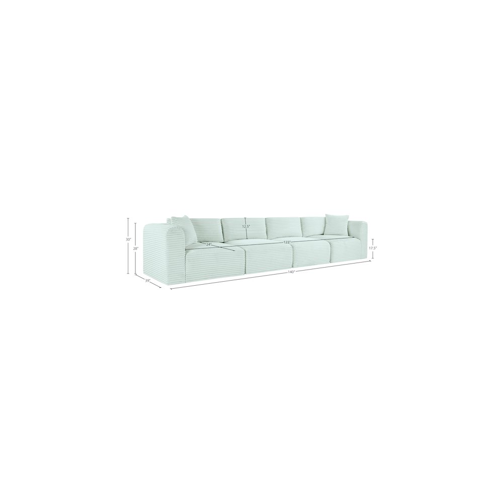Shaggy Mint Corduroy Performance Fabric Modular Sofa. Picture 10
