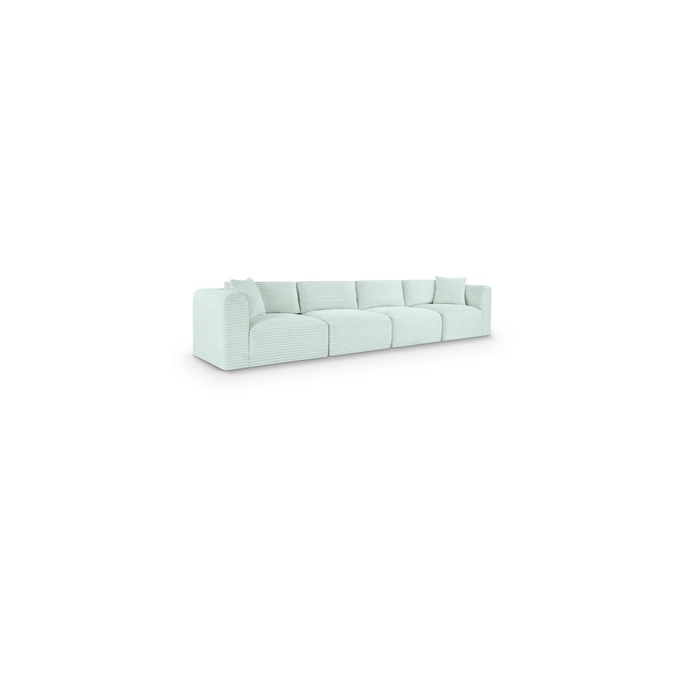 Shaggy Mint Corduroy Performance Fabric Modular Sofa. Picture 1