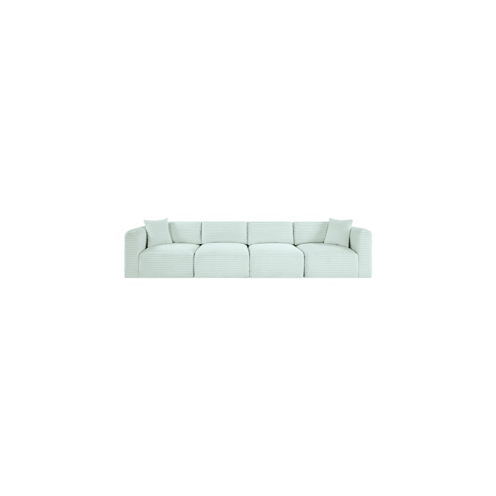 Shaggy Mint Corduroy Performance Fabric Modular Sofa. Picture 2