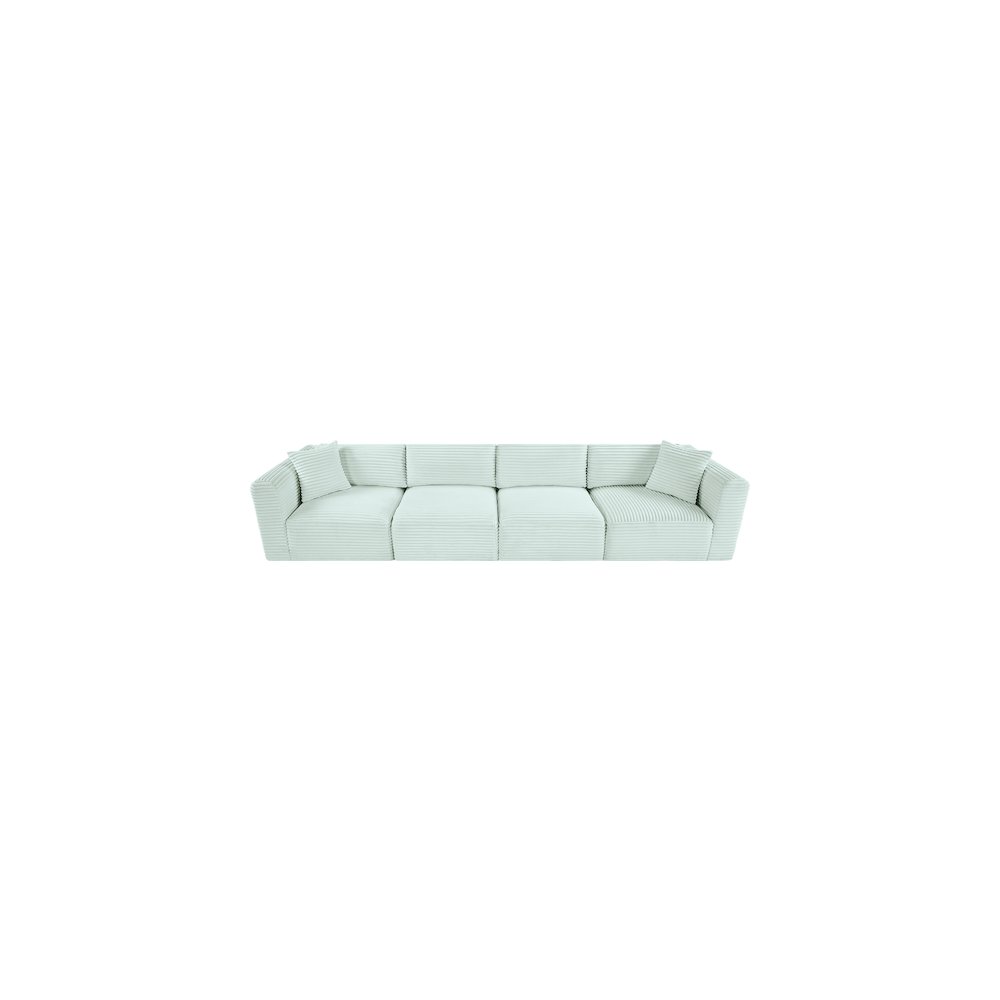 Shaggy Mint Corduroy Performance Fabric Modular Sofa. Picture 5