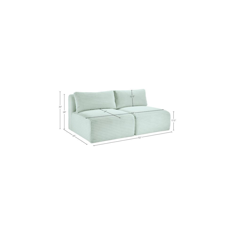 Shaggy Mint Corduroy Performance Fabric Modular Sofa. Picture 8