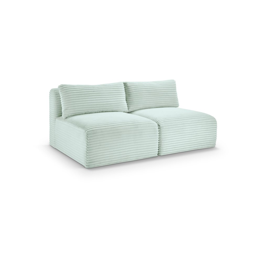 Shaggy Mint Corduroy Performance Fabric Modular Sofa. Picture 1
