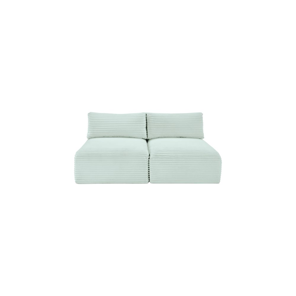 Shaggy Mint Corduroy Performance Fabric Modular Sofa. Picture 2