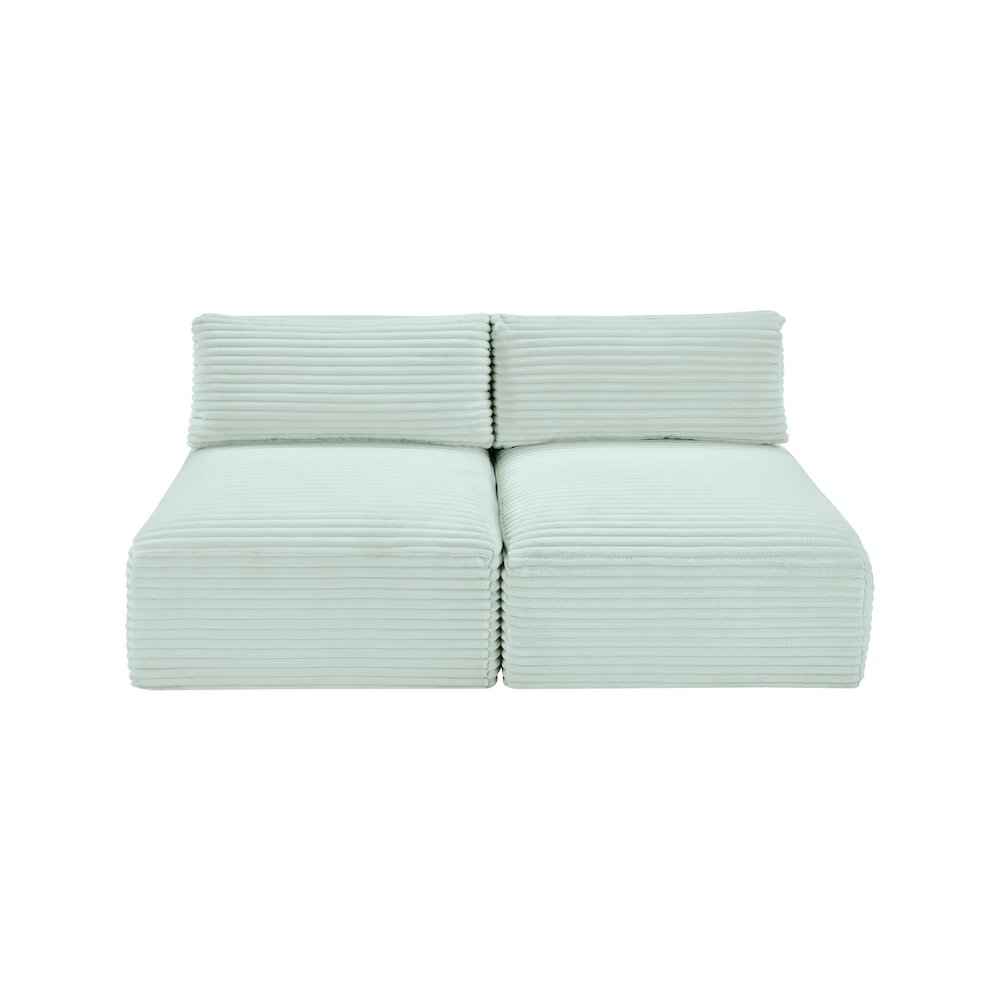 Shaggy Mint Corduroy Performance Fabric Modular Sofa. Picture 5