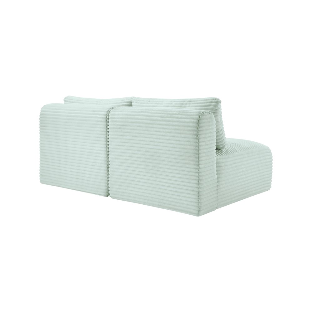 Shaggy Mint Corduroy Performance Fabric Modular Sofa. Picture 6