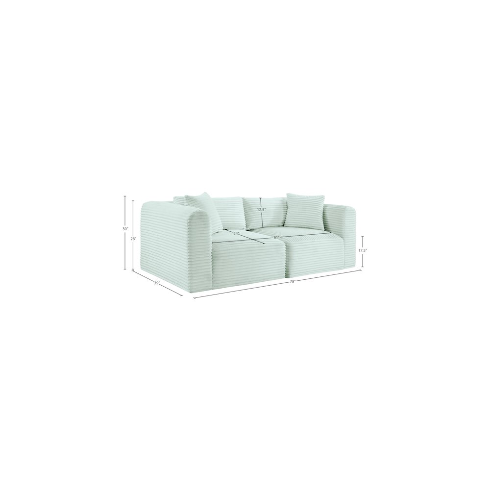 Shaggy Mint Corduroy Performance Fabric Modular Sofa. Picture 8