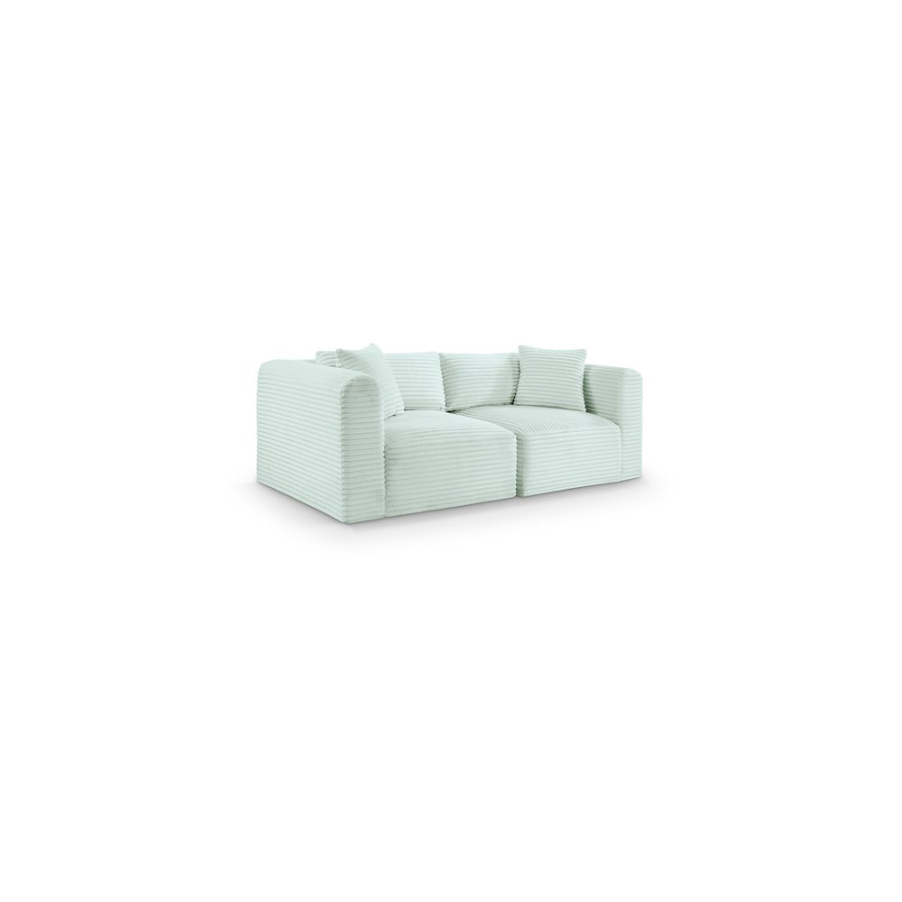 Shaggy Mint Corduroy Performance Fabric Modular Sofa. Picture 1
