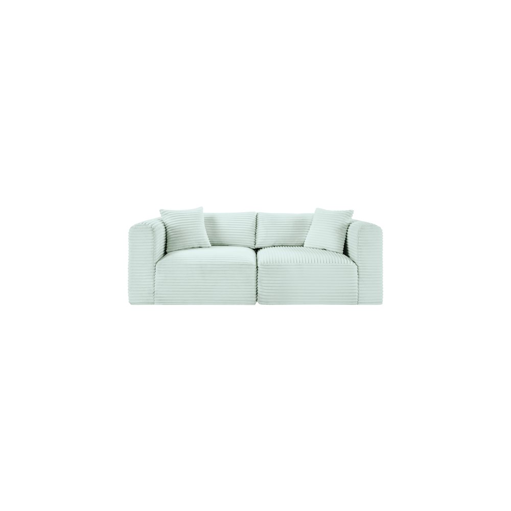 Shaggy Mint Corduroy Performance Fabric Modular Sofa. Picture 2