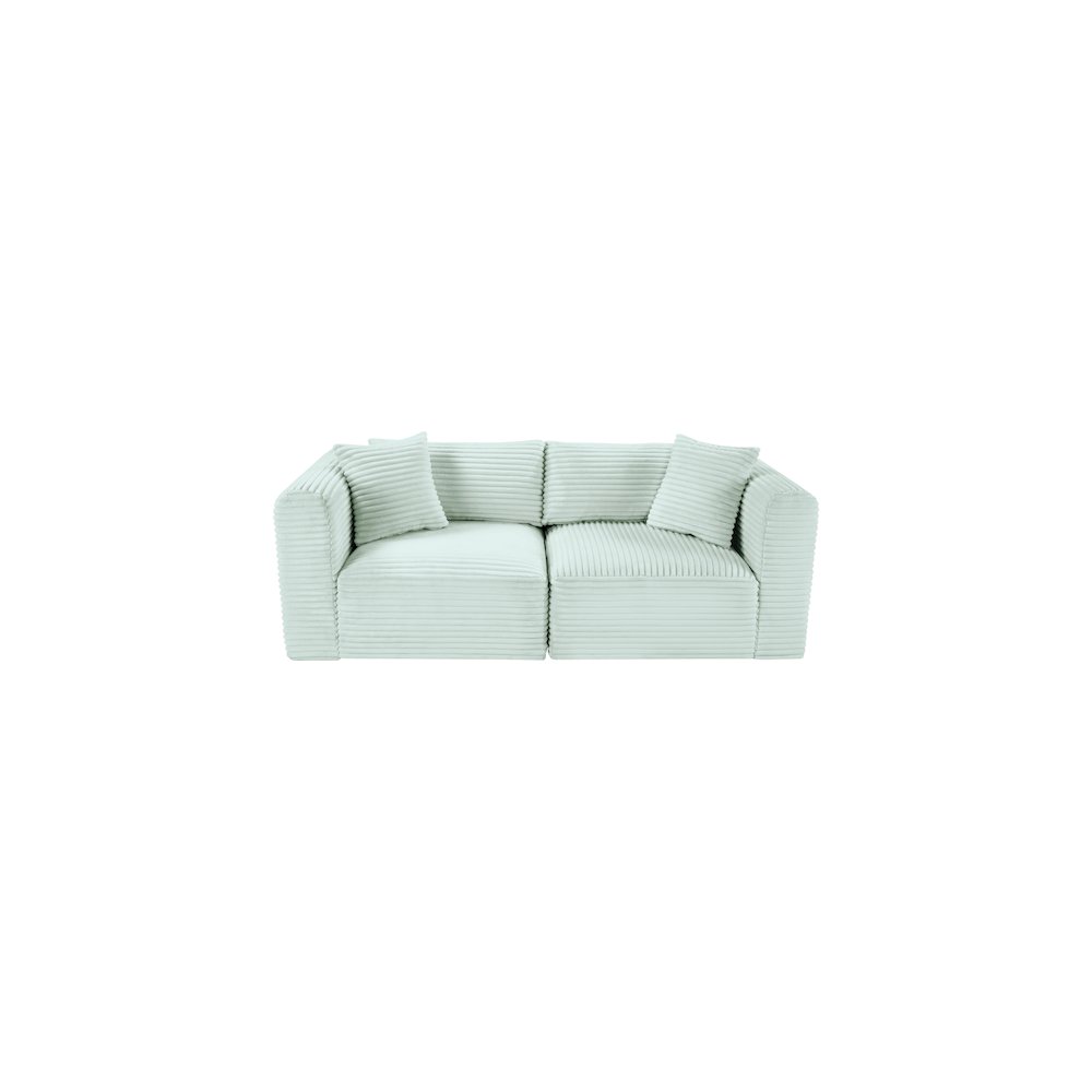 Shaggy Mint Corduroy Performance Fabric Modular Sofa. Picture 5
