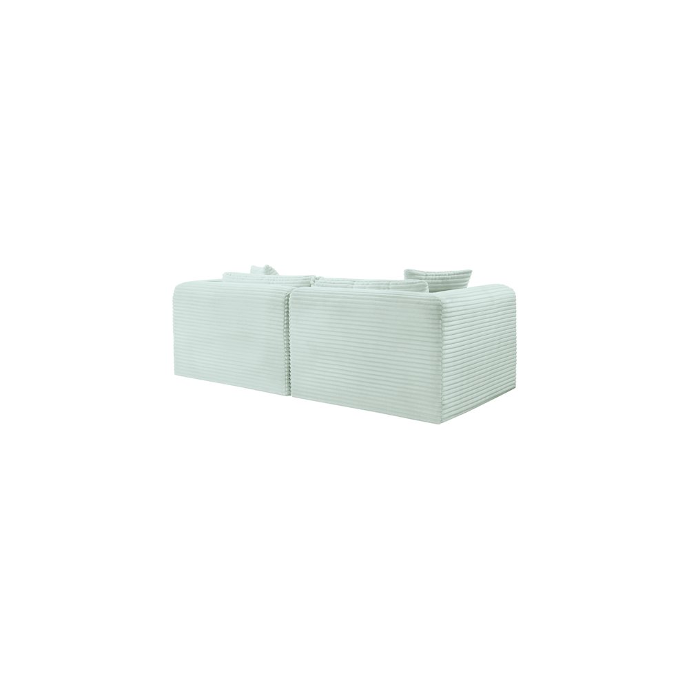Shaggy Mint Corduroy Performance Fabric Modular Sofa. Picture 6
