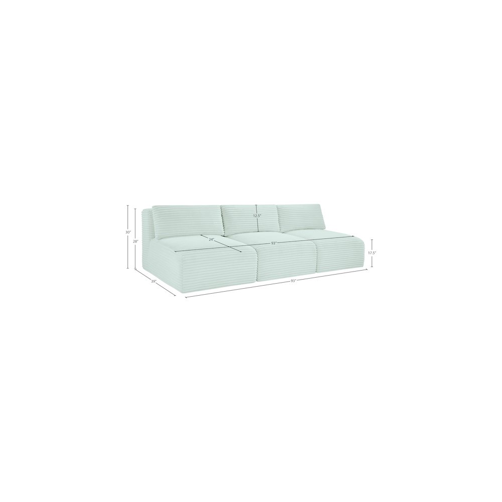 Shaggy Mint Corduroy Performance Fabric Modular Sofa. Picture 9