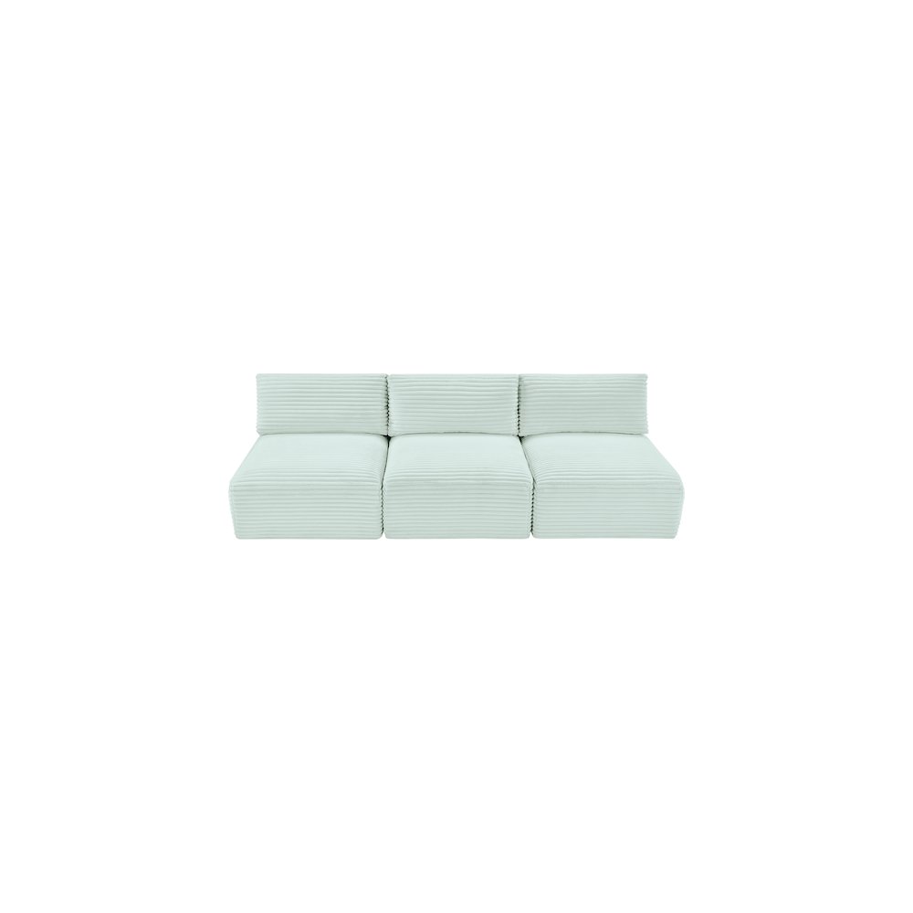 Shaggy Mint Corduroy Performance Fabric Modular Sofa. Picture 5