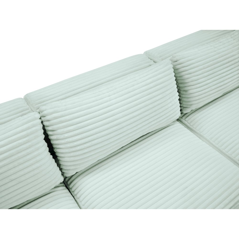 Shaggy Mint Corduroy Performance Fabric Modular Sofa. Picture 7