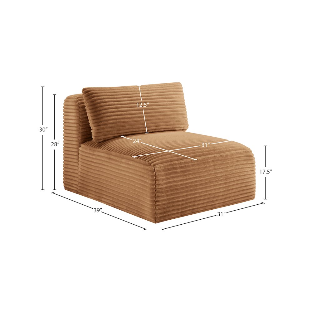 Shaggy Saddle Corduroy Performance Fabric Armless Chair. Picture 8
