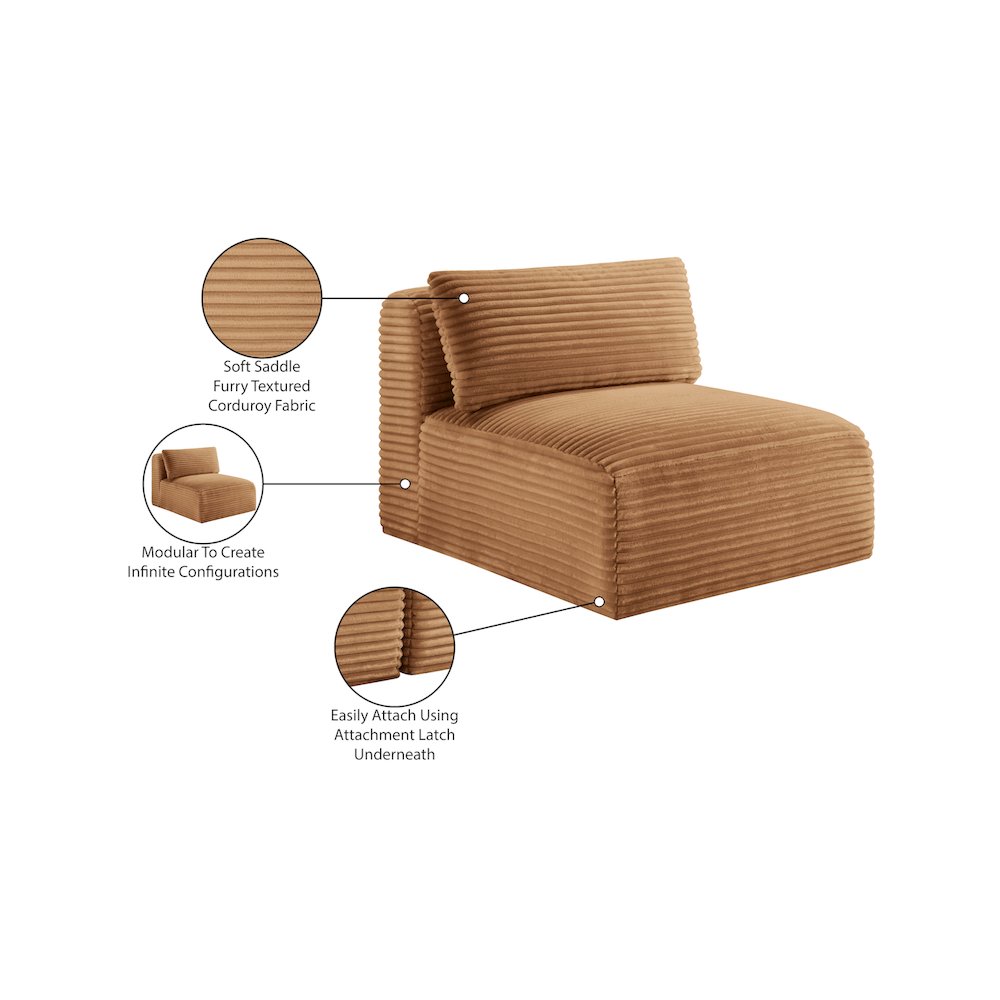 Shaggy Saddle Corduroy Performance Fabric Armless Chair. Picture 9