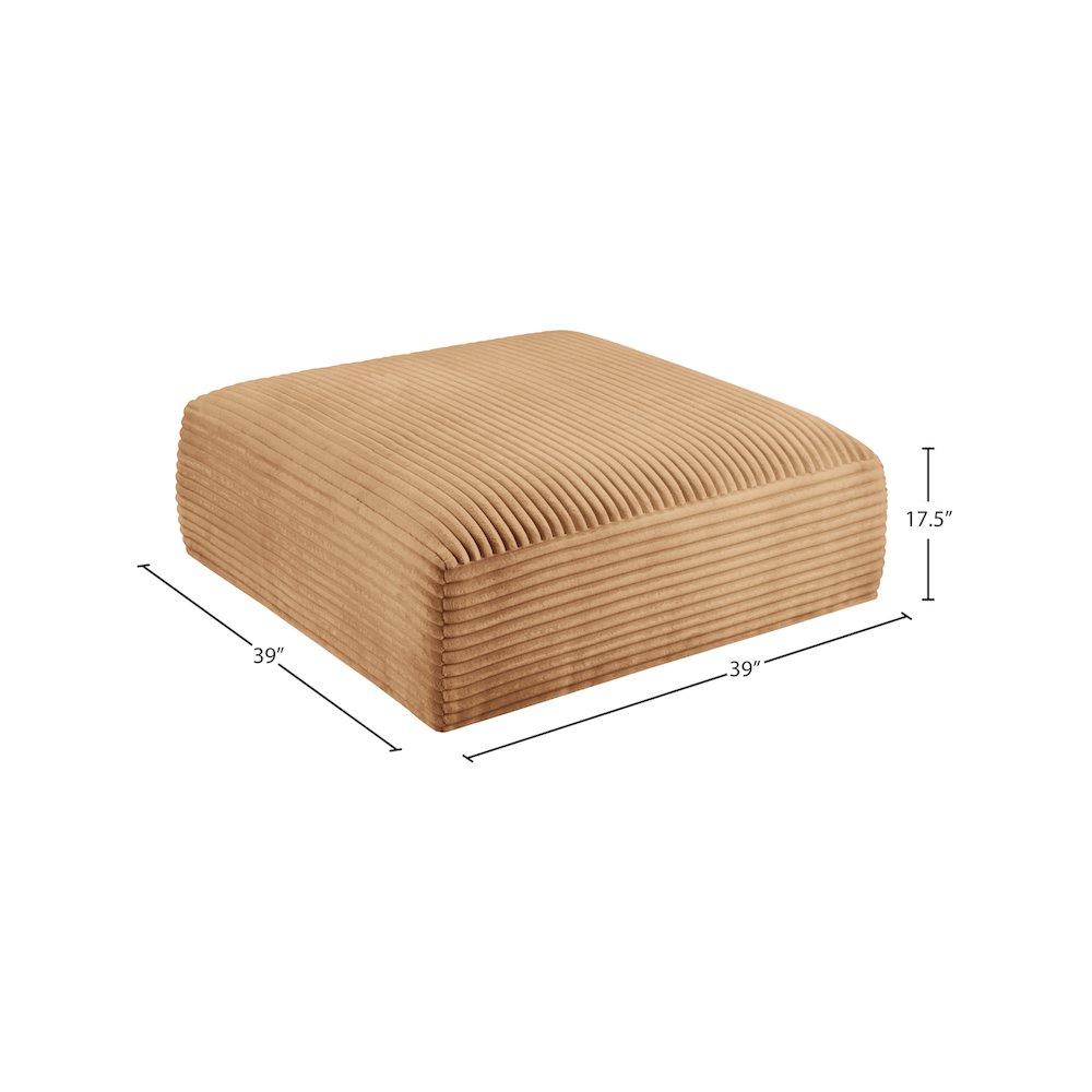 Shaggy Saddle Corduroy Performance Fabric Ottoman. Picture 6