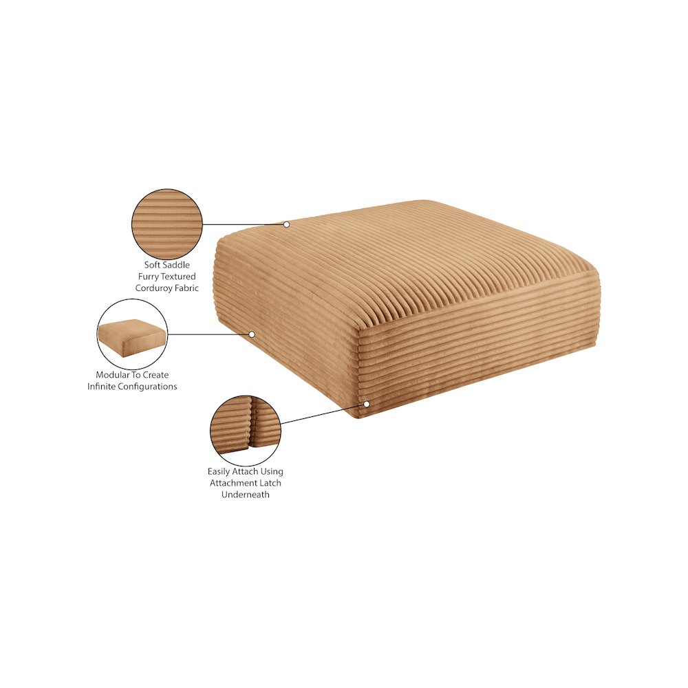 Shaggy Saddle Corduroy Performance Fabric Ottoman. Picture 7