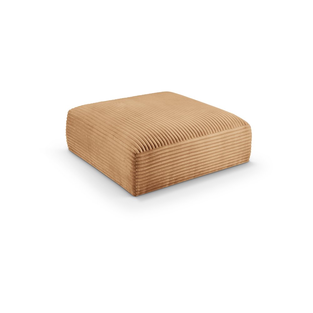 Shaggy Saddle Corduroy Performance Fabric Ottoman. Picture 1