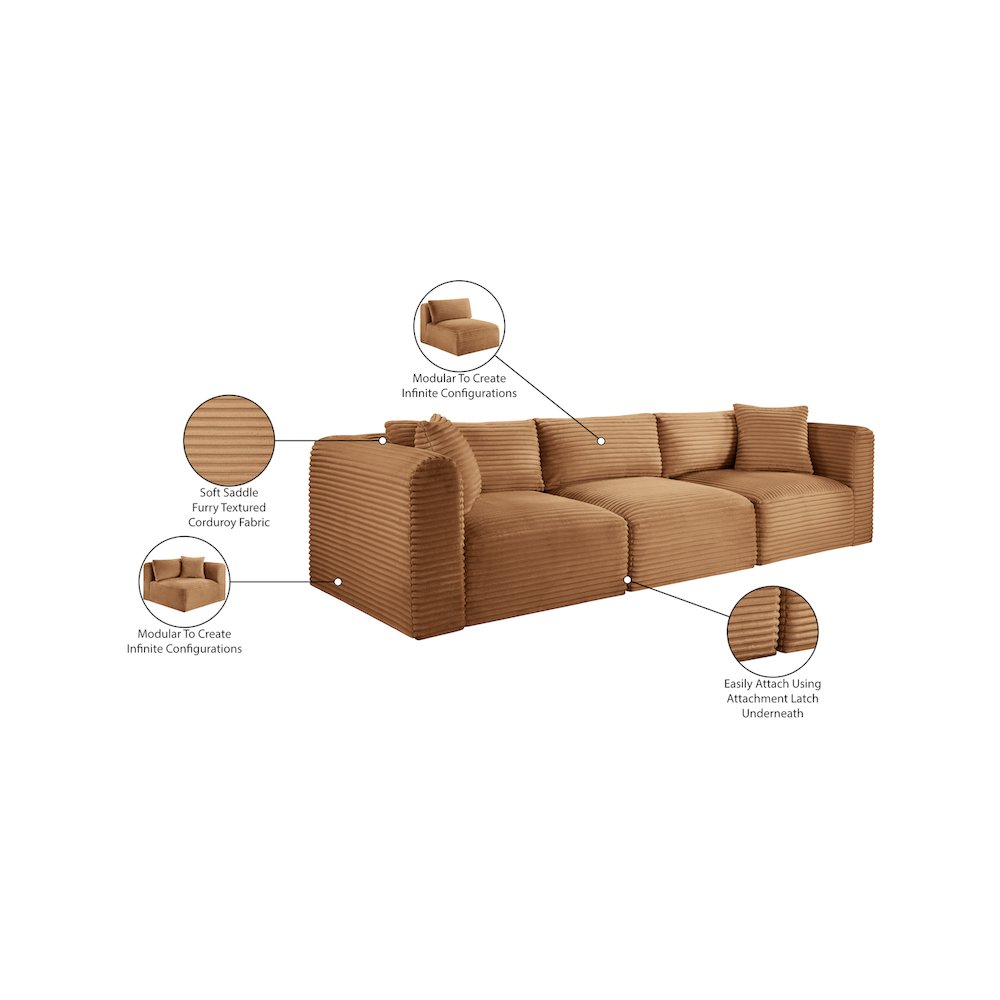 Shaggy Saddle Corduroy Performance Fabric Modular Sofa. Picture 11