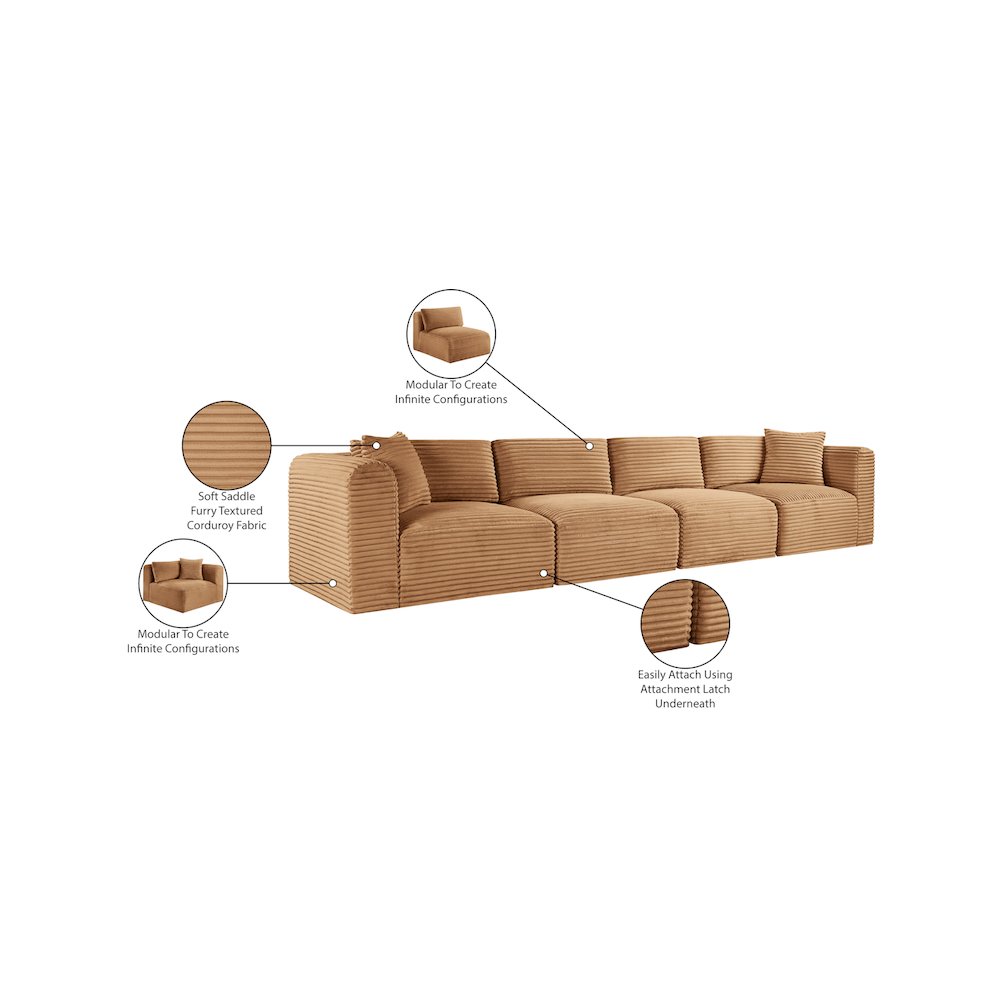 Shaggy Saddle Corduroy Performance Fabric Modular Sofa. Picture 11