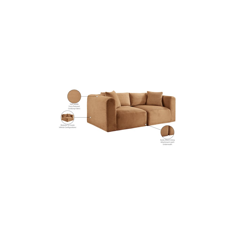 Shaggy Saddle Corduroy Performance Fabric Modular Sofa. Picture 9