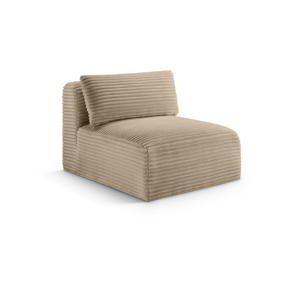 Shaggy Taupe Corduroy Performance Fabric Armless Chair. Picture 1