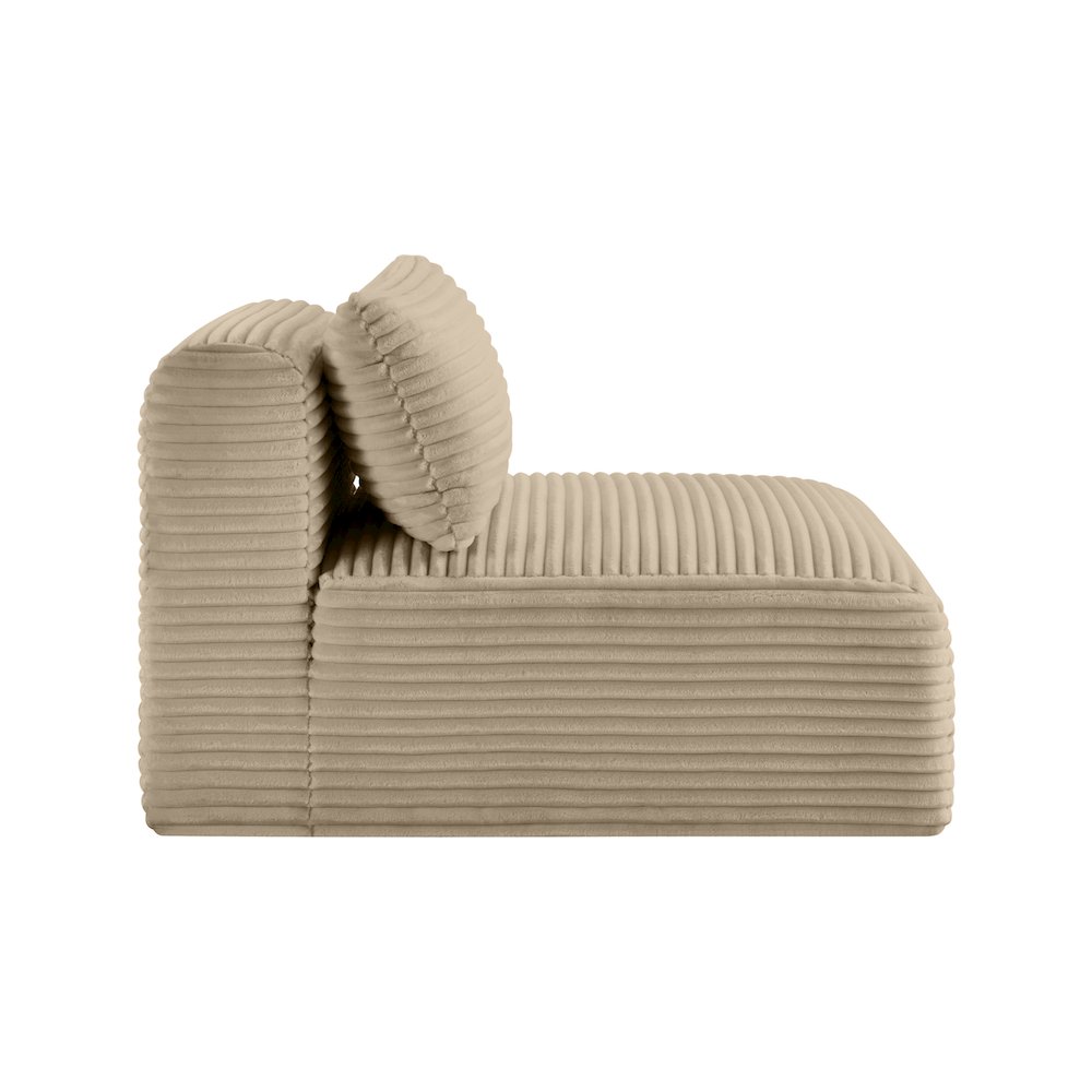 Shaggy Taupe Corduroy Performance Fabric Armless Chair. Picture 3