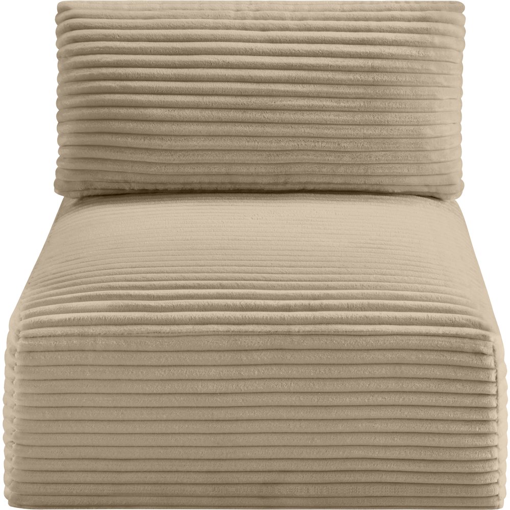 Shaggy Taupe Corduroy Performance Fabric Armless Chair. Picture 5
