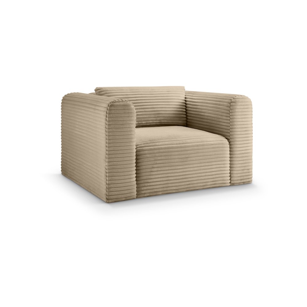 Shaggy Taupe Corduroy Performance Fabric Arm Chair. Picture 1