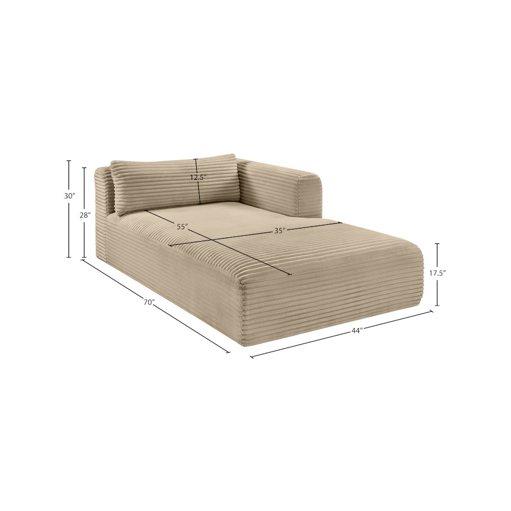 Shaggy Taupe Corduroy Performance Fabric Chaise. Picture 10
