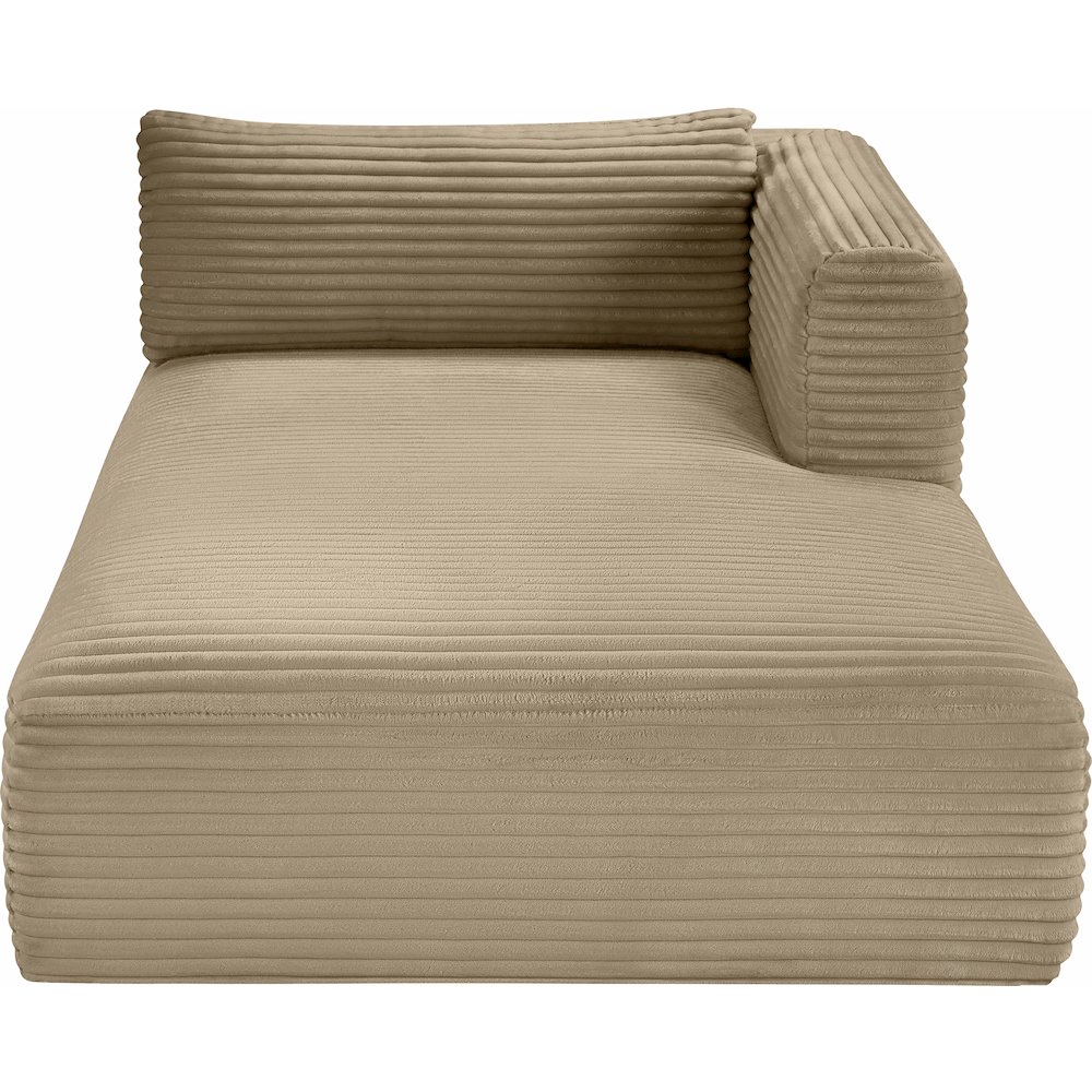 Shaggy Taupe Corduroy Performance Fabric Chaise. Picture 5