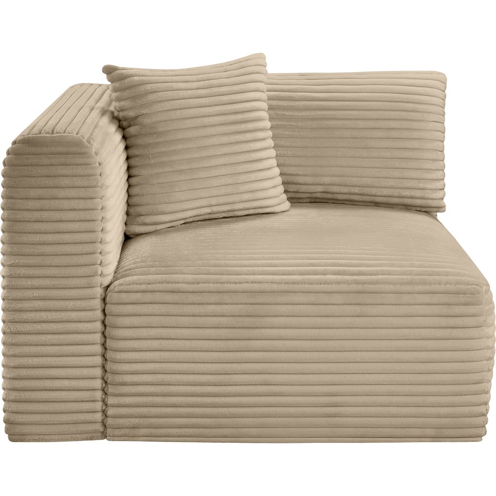 Shaggy Taupe Corduroy Performance Fabric Corner Chair. Picture 2